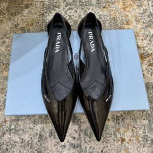 Prada 1F732N Cut-Out Ballerinas Women Brushed Leather Black