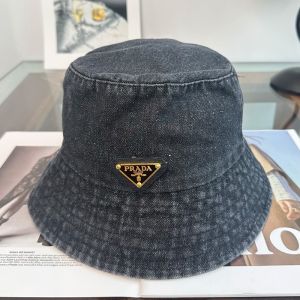 Prada 1HC137 Bucket Hat in Denim Black