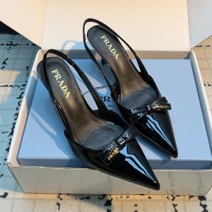 Prada 1I292O Pointed-Toe Slingback Pumps Women Patent Leather Black