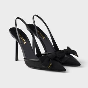 Prada 1I308O Slingback Pumps 100mm Women Mesh Fabric Black