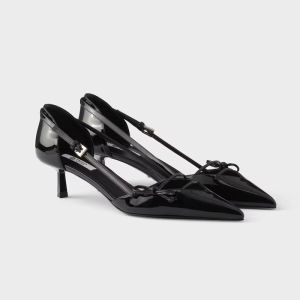 Prada 1I442O Open Side Pumps Women Patent Leather Black