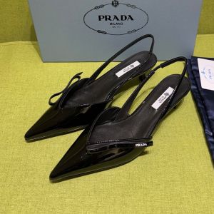 Prada 1I454O Slingback Pumps 45mm Women Patent Leather Black