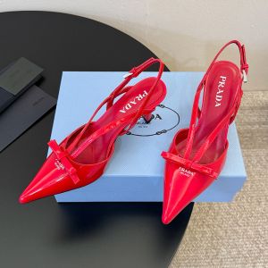 Prada 1I675O Slingback Pumps Women Patent Leather Red