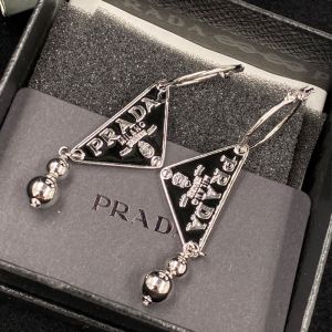 Prada 1JO903 Ball Smalto Jewels Pendant Earrings In Metal Silver/Black