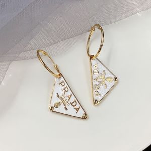 Prada 1JO977 Symbole Pendant Earrings In Metal Gold/White