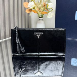 Prada 1MB051 Pouch in Leather Black/Silver
