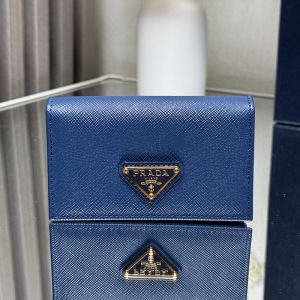 Prada 1MC122 Card Holder in Saffiano Leather Blue