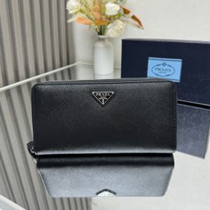 Prada 1ML506 Large Wallet in Saffiano Leather Black/Silver