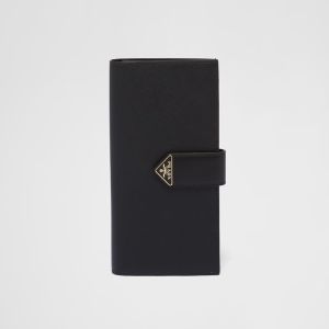 Prada 1MV025 Large Wallet in Saffiano and Smooth Leather Black