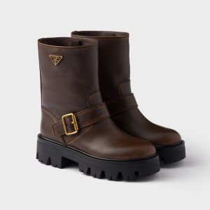 Prada 1U187O Booties Women Leather Brown