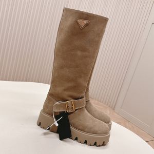 Prada 1U187O High Boots Women Suede Beige