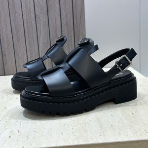 Prada 1X103O Soft Cage Platform Sandals Women Calfskin Black