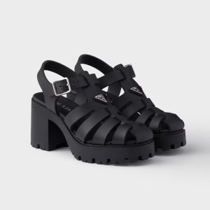 Prada 1X267O Platform Sandals Women Rubber Black