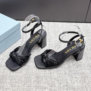 Prada 1X424O Sandals Women Patent Leather Black
