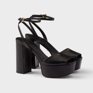 Prada 1XP48B Platform Sandals Women Nappa Leather Black
