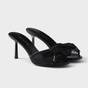 Prada 1XX789 Slides Women Mesh Fabric Black