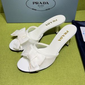 Prada 1XX789 Slides Women Mesh Fabric White