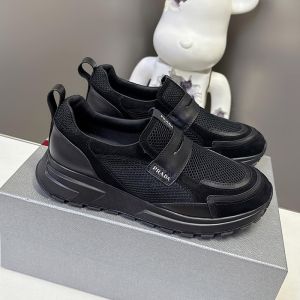 Prada 2DE163 Prax Sneakers Men Mesh Fabric and Leather Black
