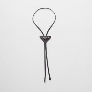 Prada 2IC027 Bolo Tie in Saffiano Leather Black