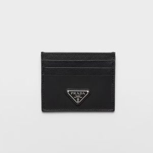 Prada 2MC025 Card Holder in Re-Nylon and Saffiano Leather Black