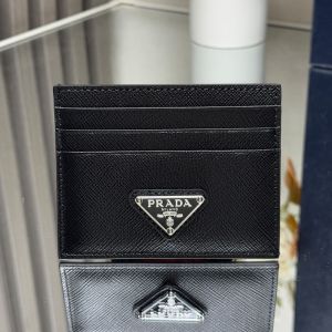 Prada 2MC223 Card Holder in Saffiano Leather with Logo Black