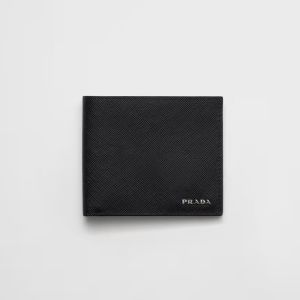 Prada 2MO513 Wallet in Saffiano Leather with Text Logo Black