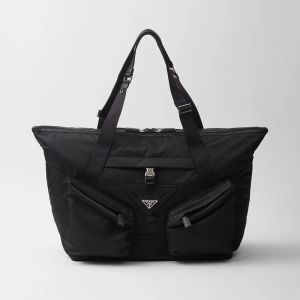 Prada 2VC040 Travel Bag in Re-Nylon and Leather Black