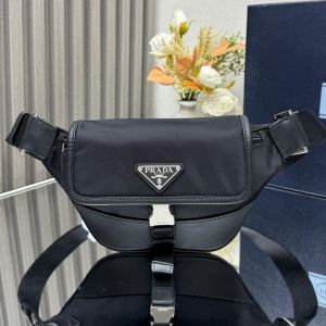 Prada 2VH176 Belt Bag in Re-Nylon and Leather Black