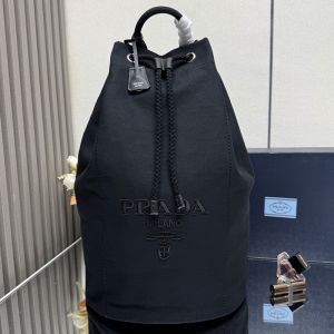 Prada 2VY011 Drawstring Duffle Bag in Canvas Black