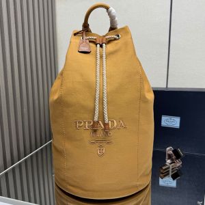 Prada 2VY011 Drawstring Duffle Bag in Canvas Brown