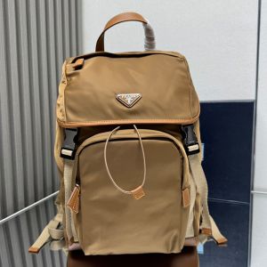 Prada 2VZ135 Backpack in Re-Nylon and Leather Brown