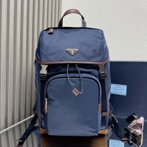 Prada 2VZ135 Backpack in Re-Nylon and Suede Blue