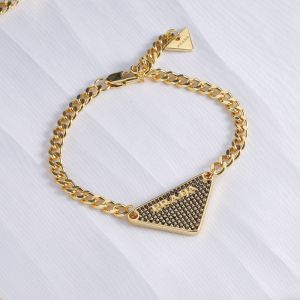 Prada Crystals Triangle Bracelet in Metal Gold