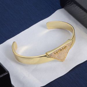 Prada Crystals Triangle Cuff Bracelet In Metal Gold