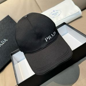 Prada Embroidered Lettering Logo Baseball Cap in Cotton Black