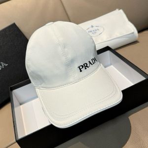 Prada Embroidered Lettering Logo Baseball Cap in Cotton White