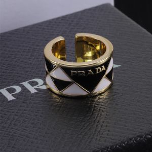 Prada Enameled Ring In Metal Gold