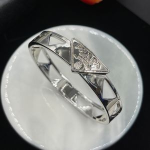 Prada Eternal Gold Cut-Out Bangle Bracelet In Metal Silver