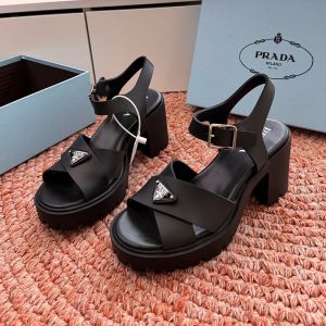 Prada High-Heeled Monolith Sandals Women Rubber Black
