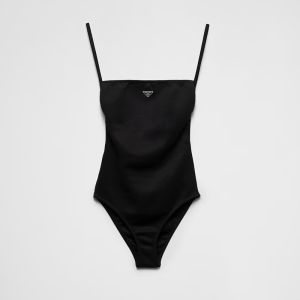 Prada Interlock Knit One-Piece Swimsuit Women Lycra Black