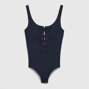 Prada One-Piece Stretch Jersey Swimsuit Women Lycra Navy Blue