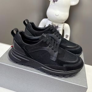 Prada Prax Sneakers Men Leather and Mesh Black