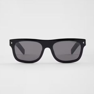 Prada SPRB12 Square Sunglasses in Acetate with The Iconic Metal Plaque Black
