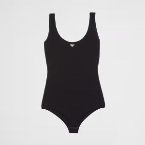 Prada Stretch Jersey Bodysuit Women Lycra Black