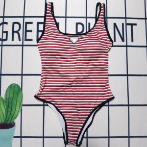 Prada Stripe Swimsuit Women Lycra Red/White
