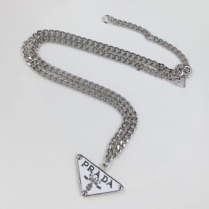 Prada Symbole Necklace in Metal Silver/White