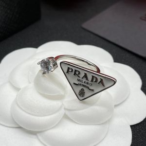 Prada Symbole Ring In Metal Silver/White