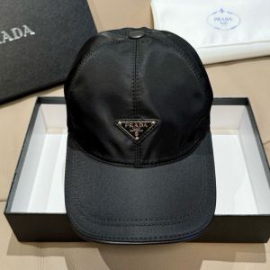 Prada Triangle Logo Baseball Cap in Re-Nylon Black