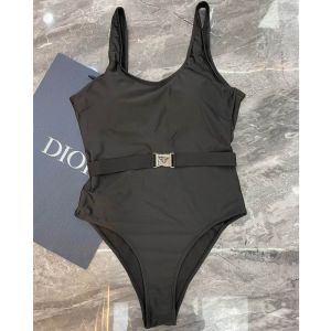 Prada Triangle Logo Belt Swimsuit Women Lycra Black