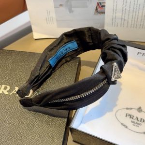 Prada Triangle Logo Headband in Re-Nylon with Strass Black
